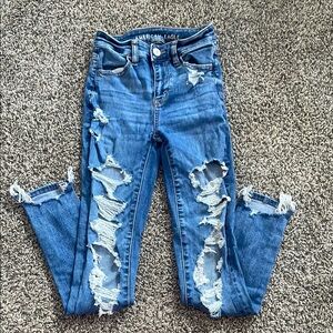 American Eagle Outfitters Women's Distressed Blue Jeans